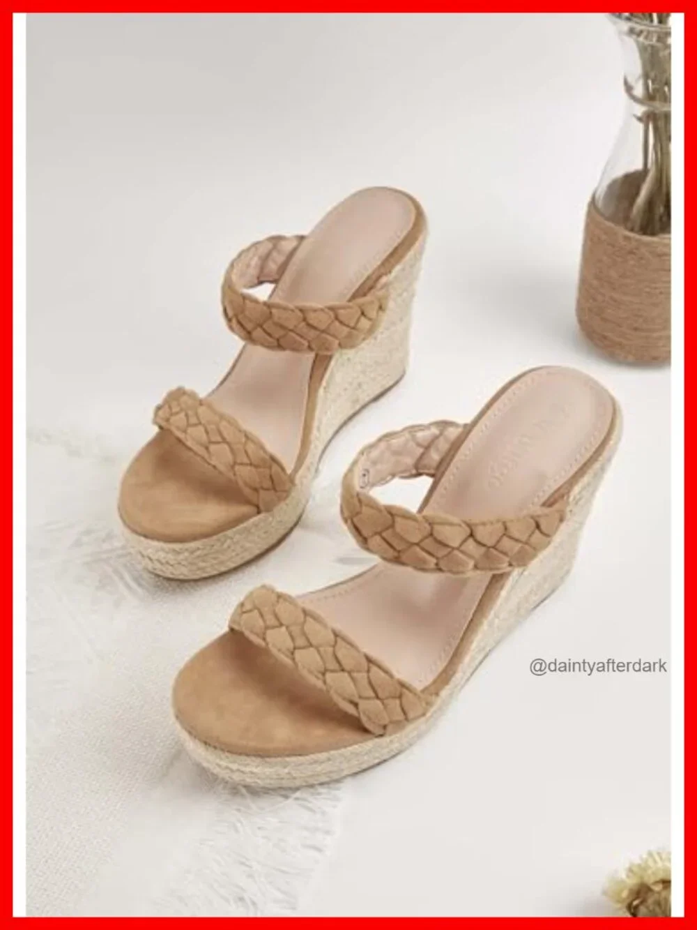 Woven Espadrille Wedge Platform Slide Sandals Suede Leather Cushioned